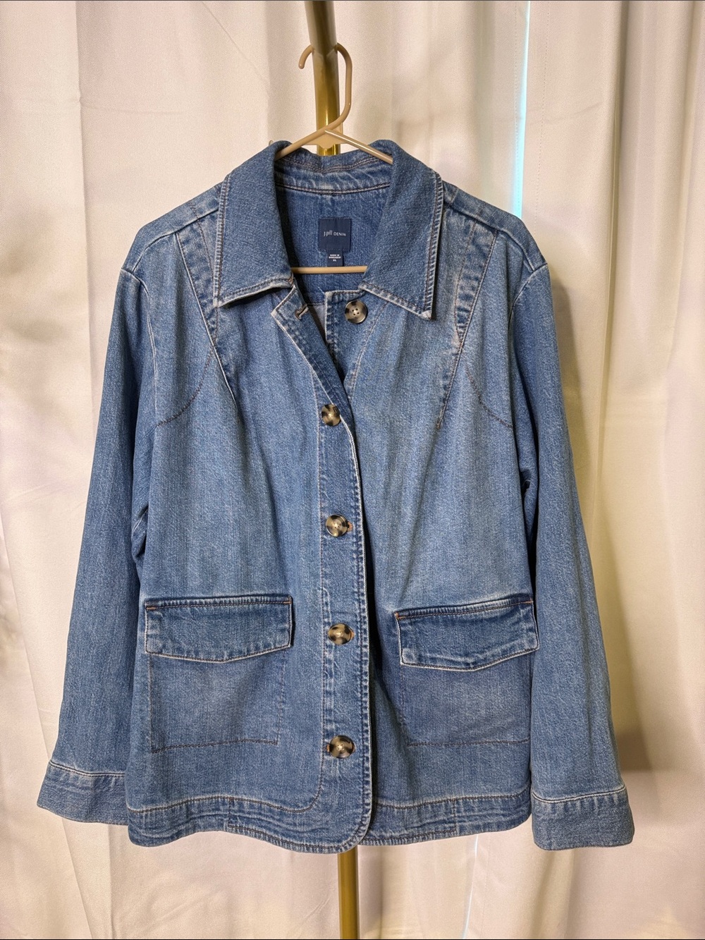 J. Jill Light Blue Denim Button-Front Jean Jacket XL